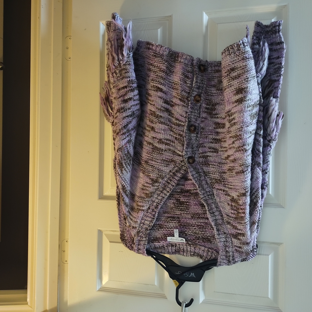 Jessica Simpson Cozy Purple Knit Fringe Sweater